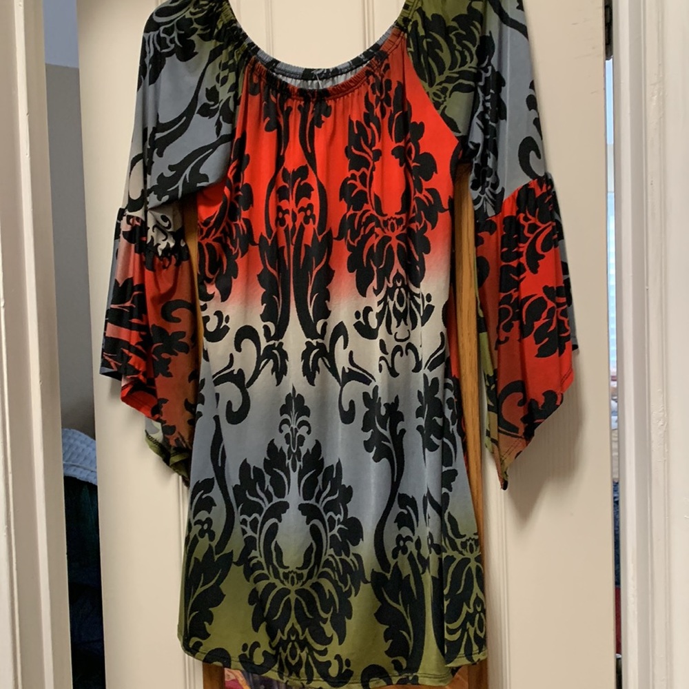 Chico Stretch Multi Color Tunic With Beautiful Be… - image 2